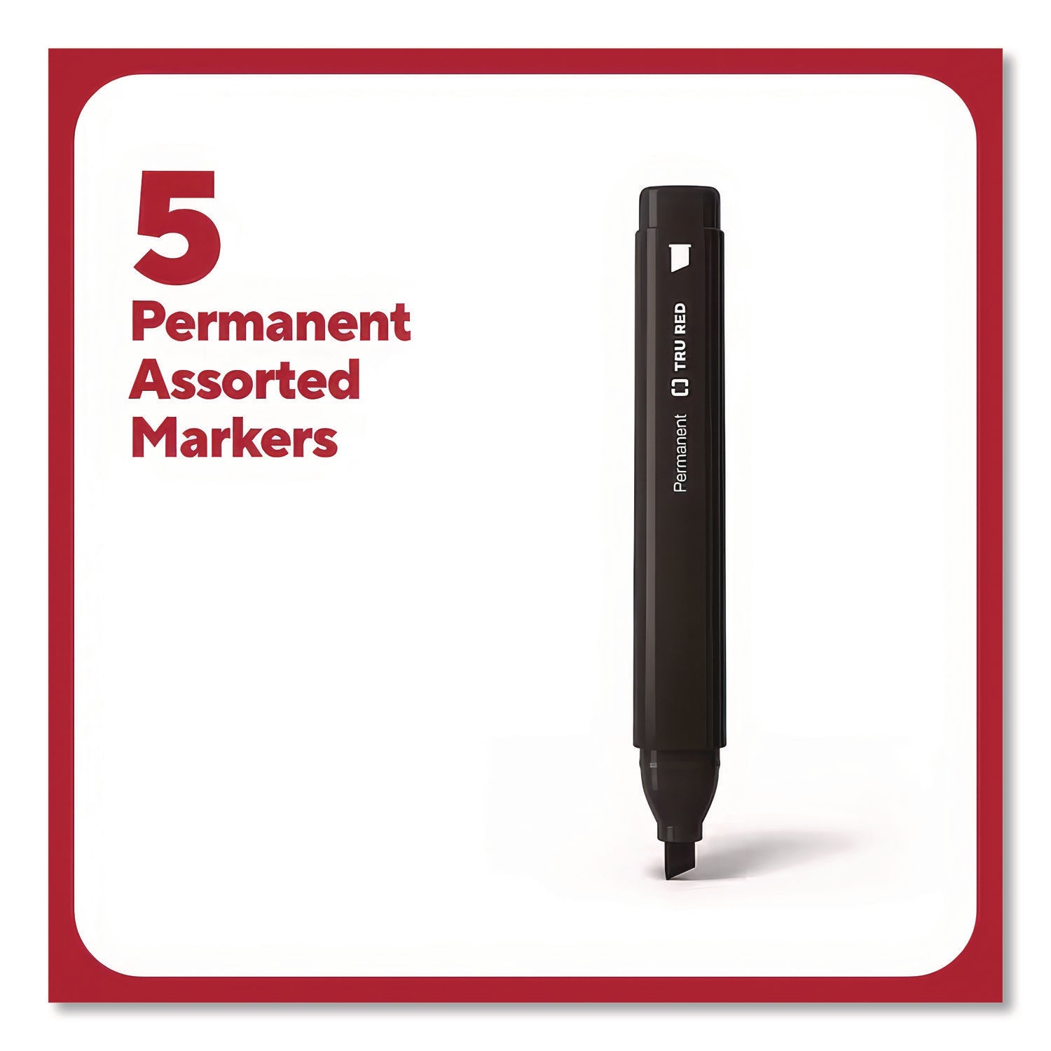 Permanent Marker, Tank-Style, Medium Chisel Tip, Assorted Colors, 5/Pack