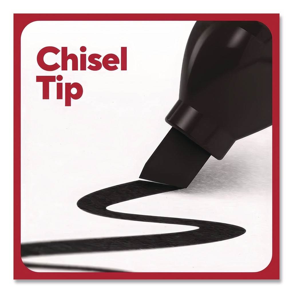 Permanent Marker, Tank-Style, Medium Chisel Tip, Black, Dozen