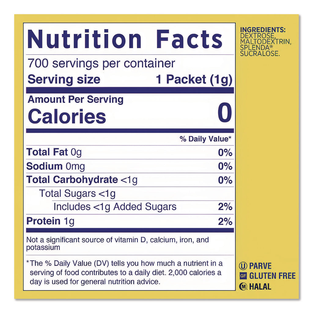 No Calorie Sweetener Packets, 0.04 oz Packets, 400/Box, 6 Boxes/Carton