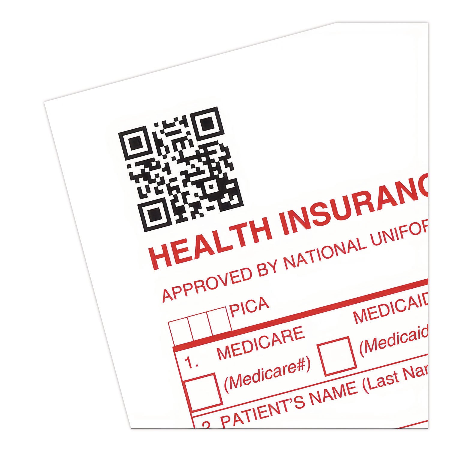 CMS-1500 Health Insurance Claim Form, One-Part (No Copies), 8.5 x 11, 1,000 Forms Total