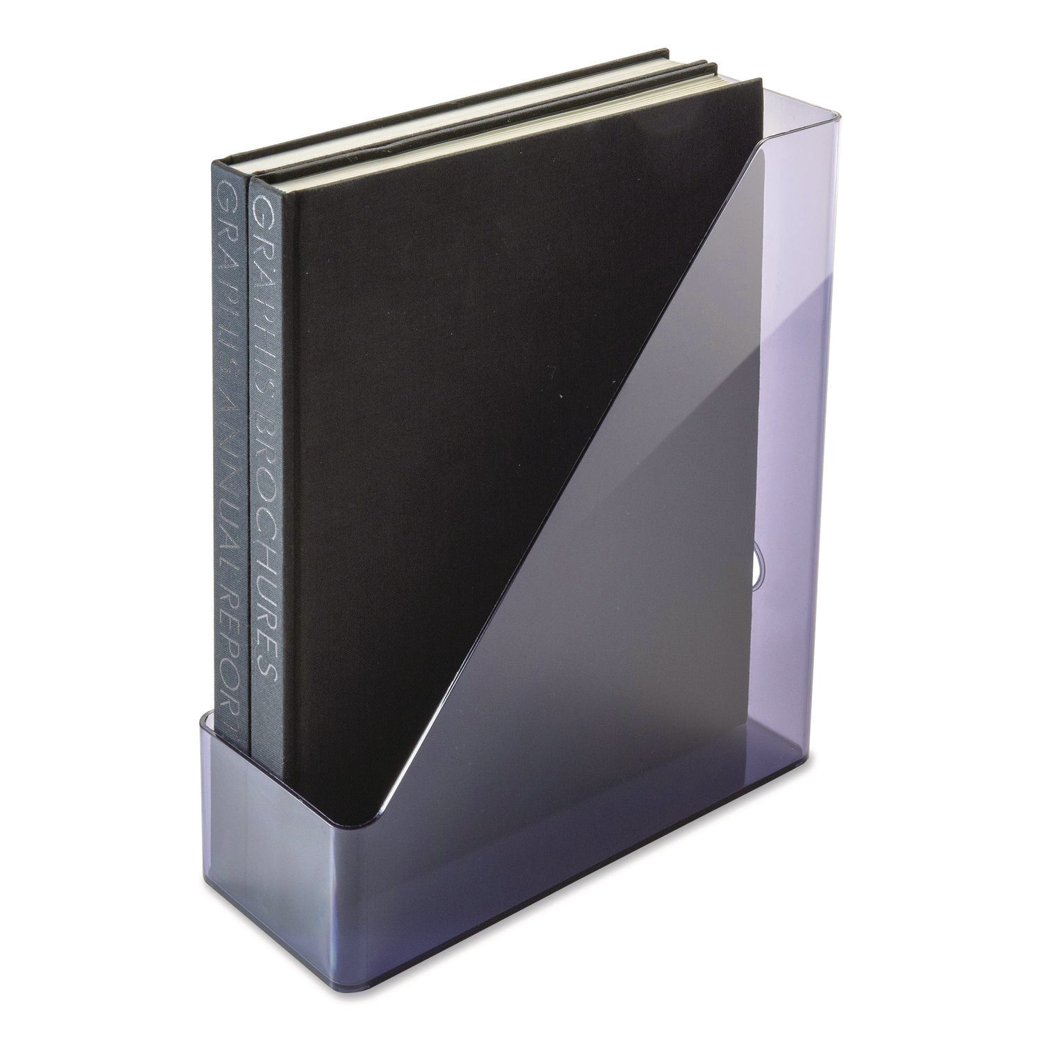Officemate Literature/Magazine Holder - Vertical - 12.2" x 10.3" x 4.3" x - Plastic - 1 Each - Translucent Gray - Sturdy, Durable, Reusable