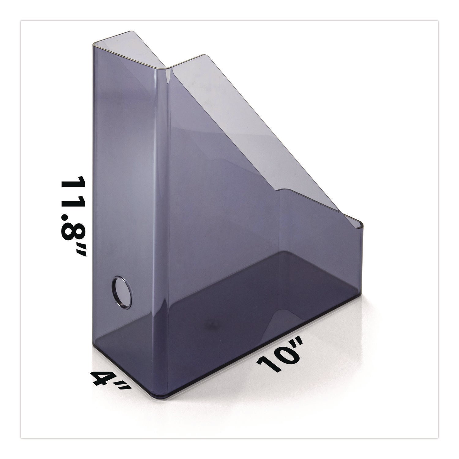 Officemate Literature/Magazine Holder - Vertical - 12.2" x 10.3" x 4.3" x - Plastic - 1 Each - Translucent Gray - Sturdy, Durable, Reusable