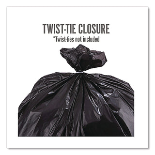 Twist-Tie Heavy-Duty Trash Bags, 45 gal, 1.1 mil, 45" x 38", Black, 25/Box