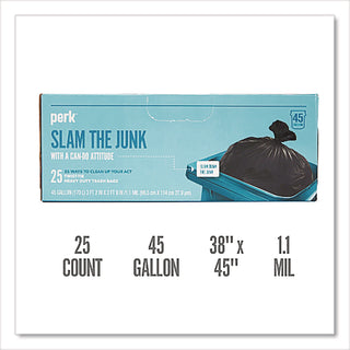 Twist-Tie Heavy-Duty Trash Bags, 45 gal, 1.1 mil, 45" x 38", Black, 25/Box
