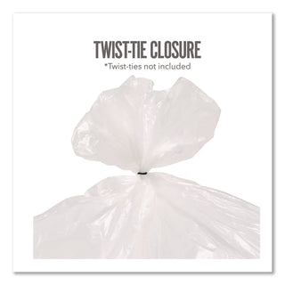 Twist-Tie Light-Duty Can Liners, 10 gal, 0.36 mil, 24" x 24", Clear, 300/Box