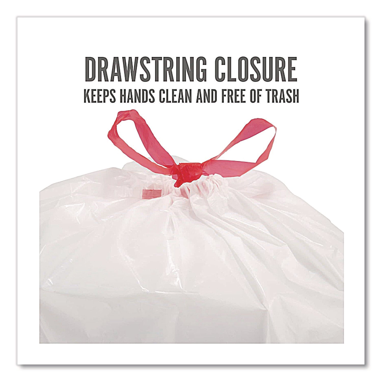 Scented Drawstring Tall Kitchen Trash Bags, 13 gal, 0.9 mil, 28" x 24", White, 100/Box