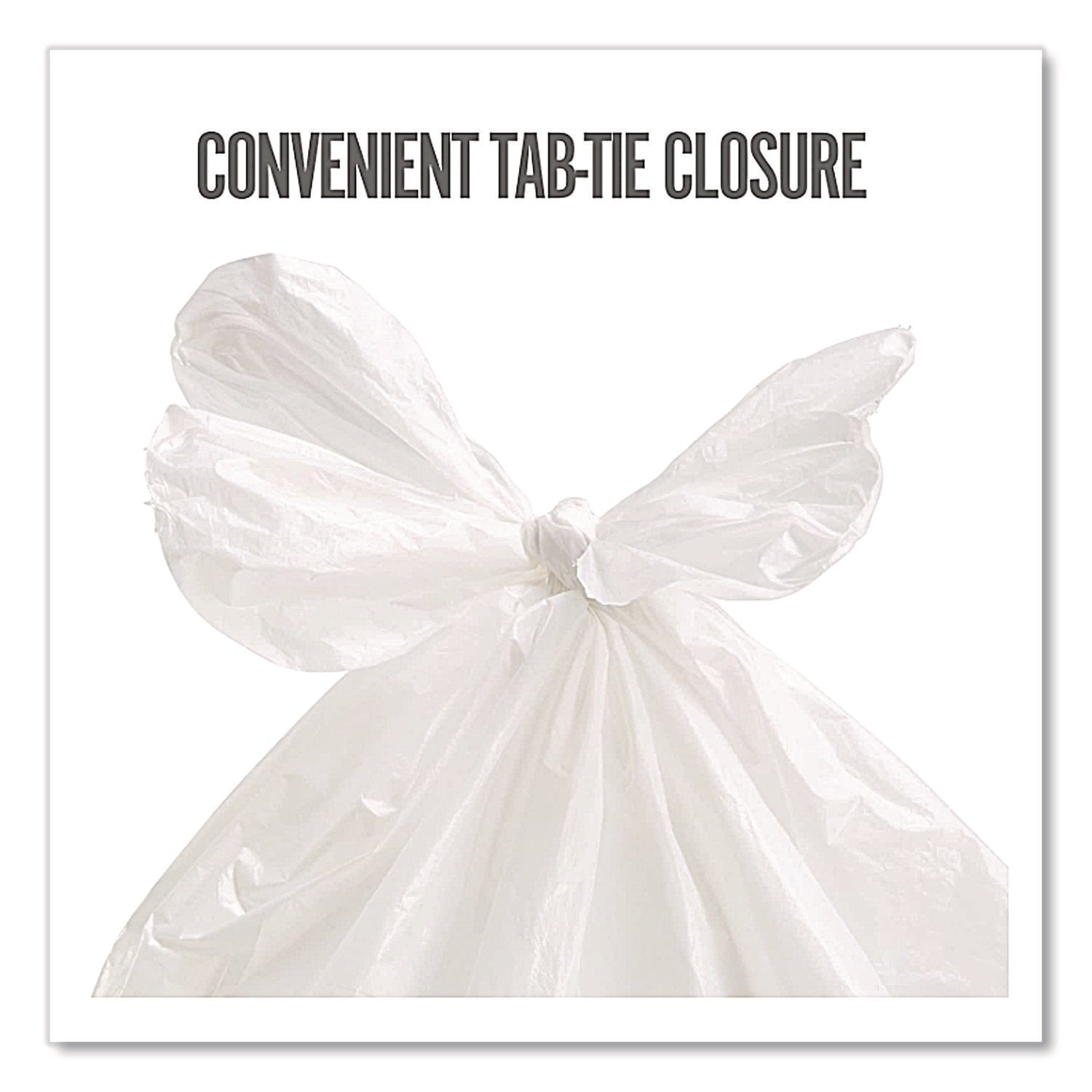 Tab-Tie Tall Kitchen Trash Bags, 13 gal, 0.9 mil, 28" x 24", White, 80/Box