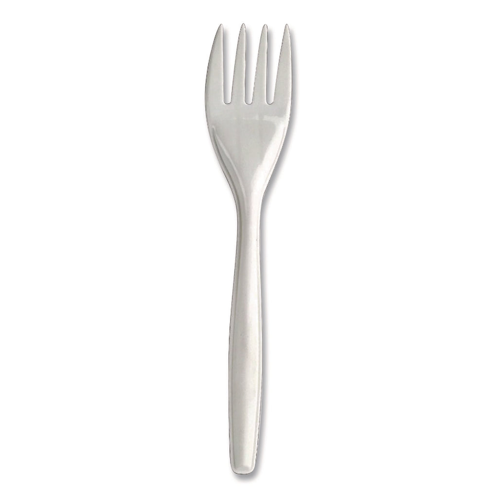 Mediumweight Plastic Cutlery, Fork, White, 300/Pack