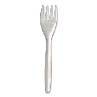 Mediumweight Plastic Cutlery, Fork, White, 300/Pack