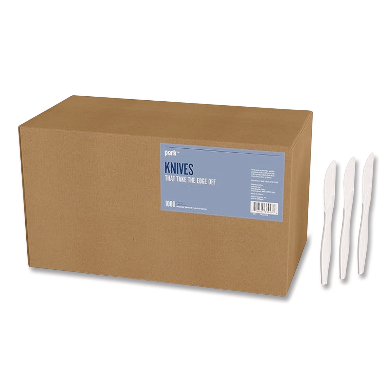 Mediumweight Plastic Cutlery, Knife, White, 1,000/Pack