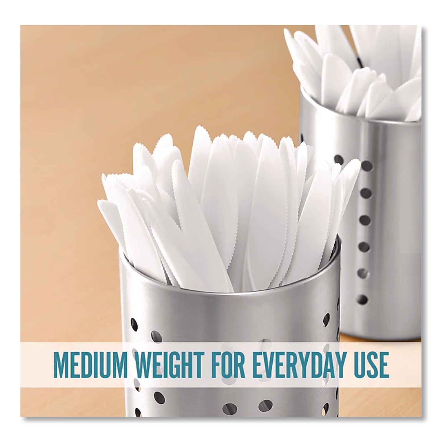 Mediumweight Plastic Cutlery, Knife, White, 1,000/Pack