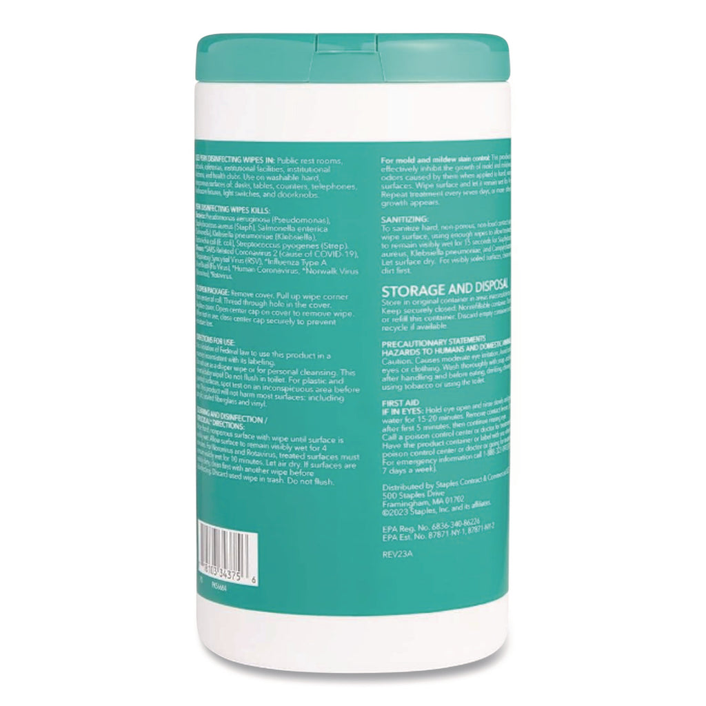 Disinfecting Wipes, 7 x 8, Fresh/Lemon, White, 35 Wipes/Canister, 3 Canisters/Pack