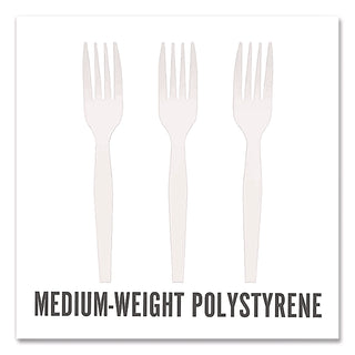 Mediumweight Plastic Cutlery, Fork, White, 1,000/Pack
