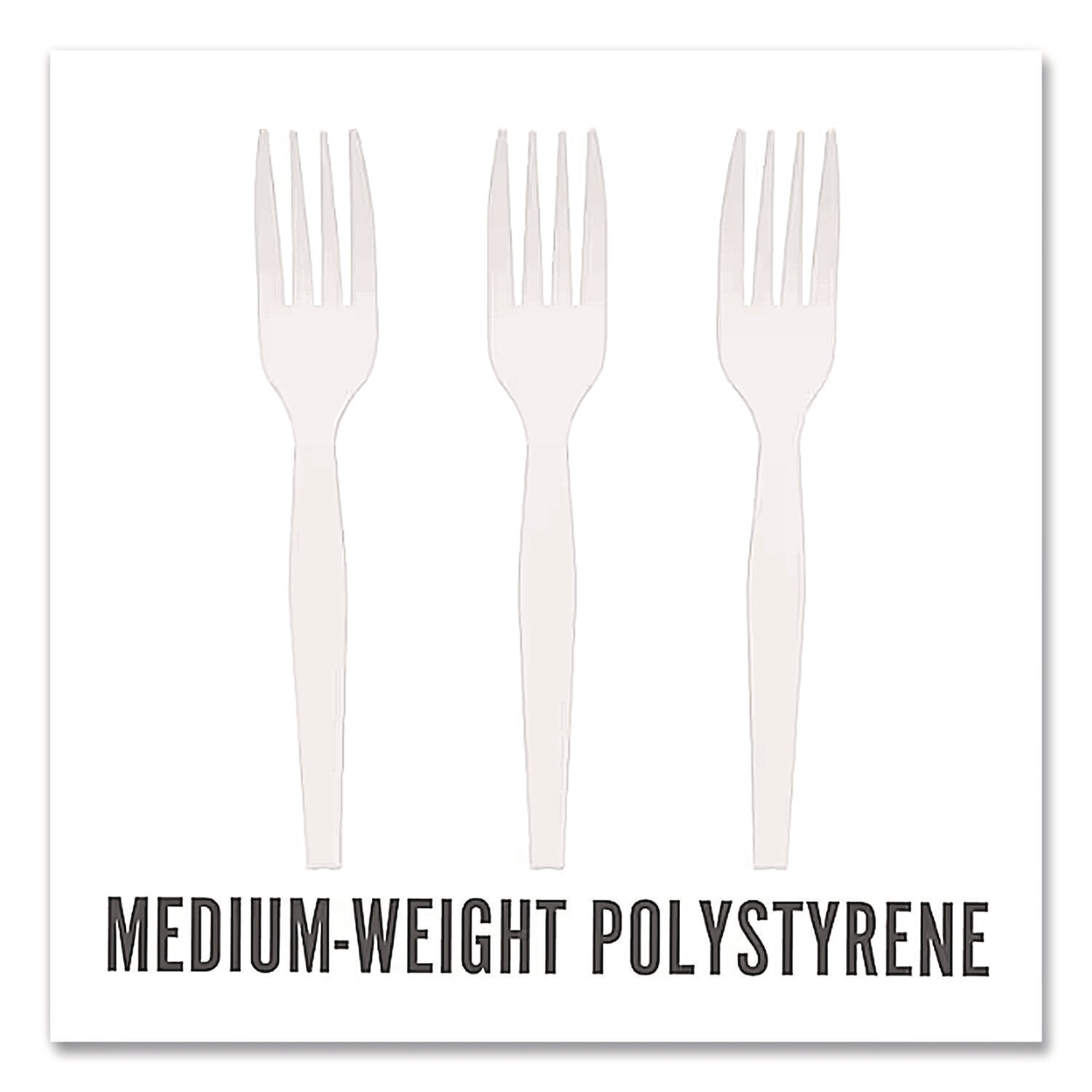 Mediumweight Plastic Cutlery, Fork, White, 1,000/Pack