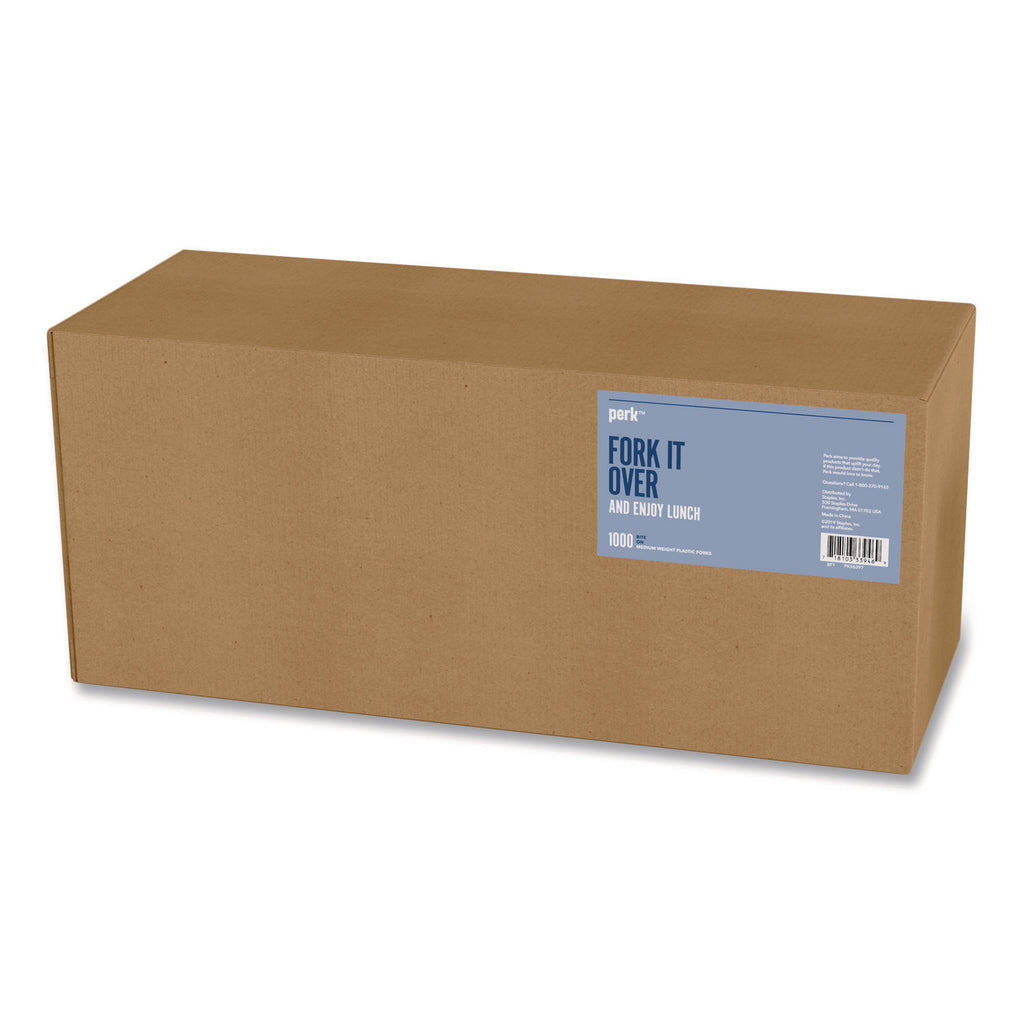 Mediumweight Plastic Cutlery, Fork, White, 1,000/Pack