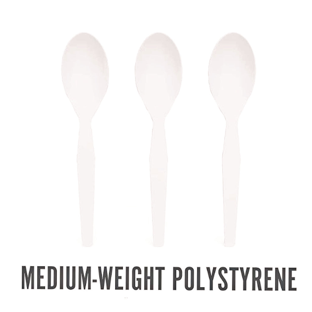Mediumweight Plastic Cutlery, Teaspoon, White, 1,000/Pack