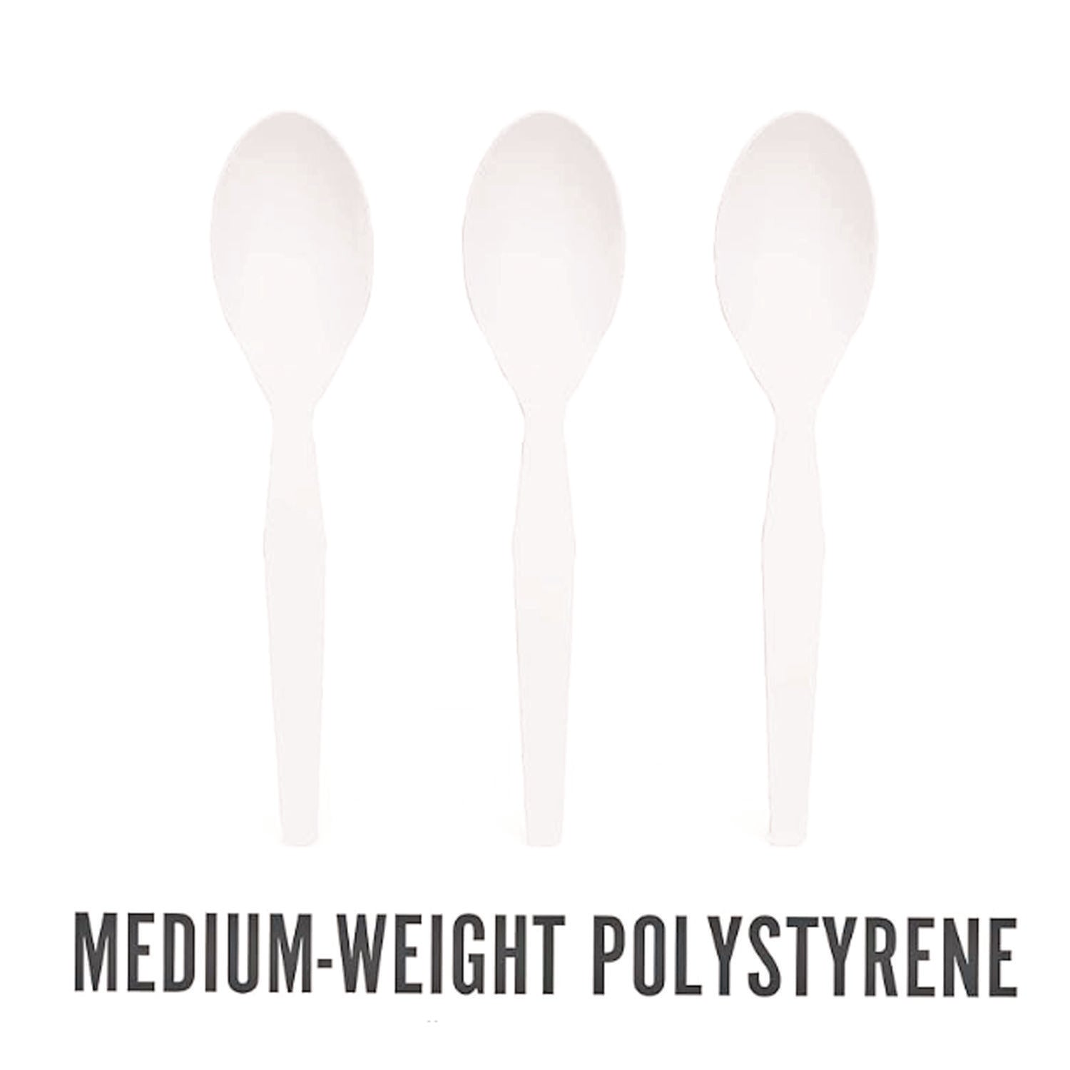 Mediumweight Plastic Cutlery, Teaspoon, White, 1,000/Pack