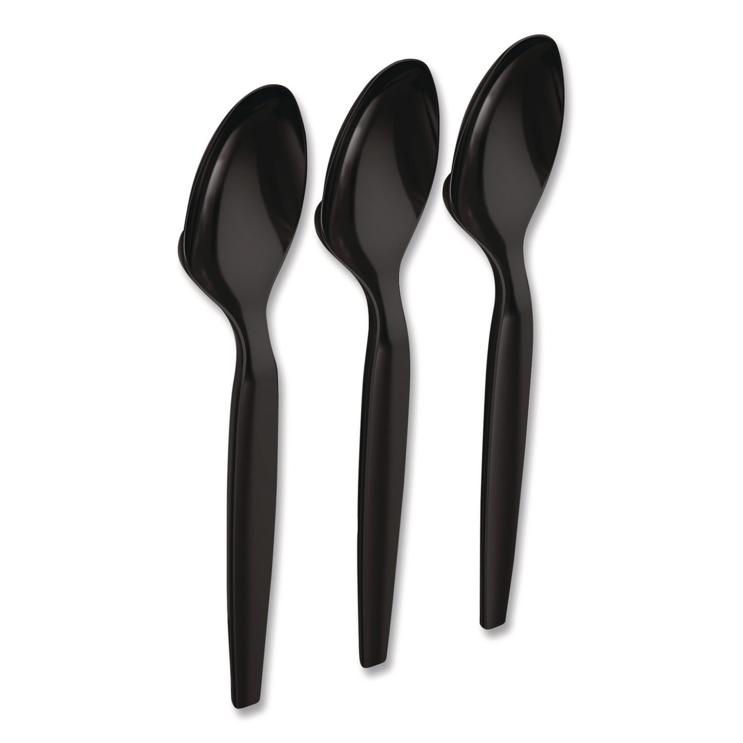 Heavyweight Plastic Cutlery, Teaspoon, Black, 100/Pack