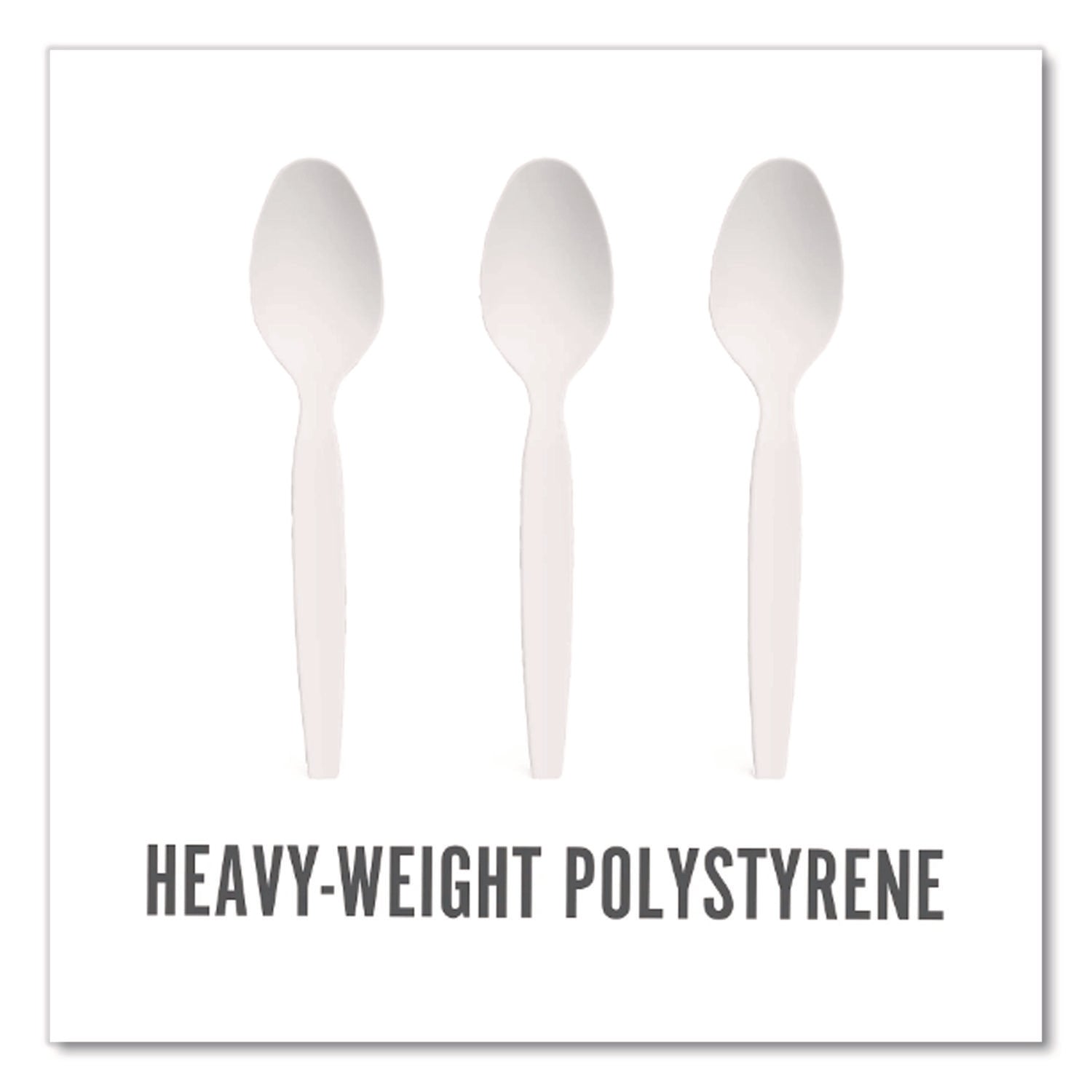 Heavyweight Plastic Cutlery, Teaspoon, White, 100/Pack