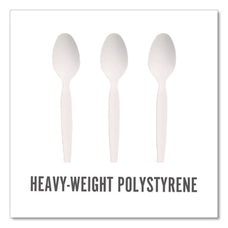 Heavyweight Plastic Cutlery, Teaspoon, White, 100/Pack