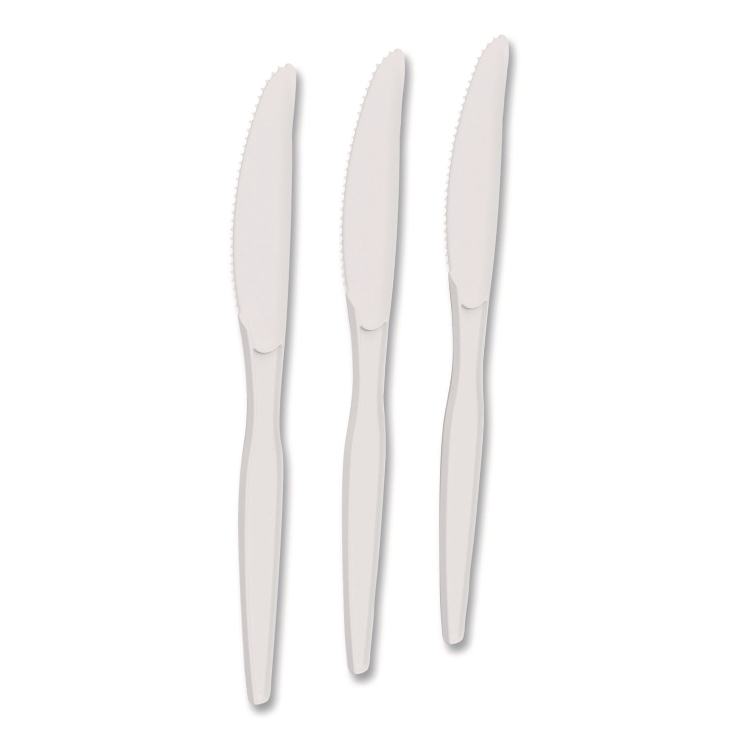 Heavyweight Plastic Cutlery, Knives, White, 100/Pack