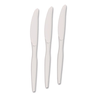 Heavyweight Plastic Cutlery, Knives, White, 100/Pack