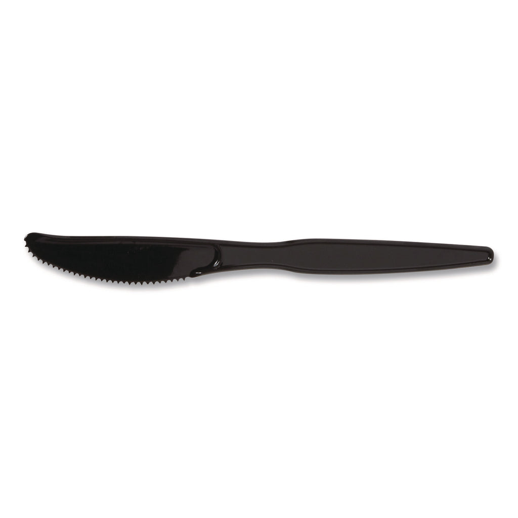 Heavyweight Plastic Cutlery, Knives, Black, 100/Pack