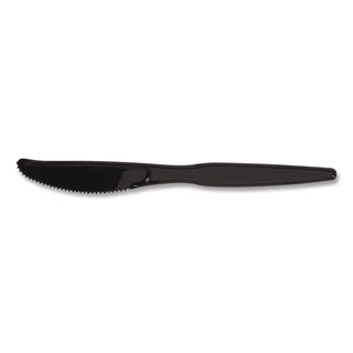 Heavyweight Plastic Cutlery, Knives, Black, 100/Pack