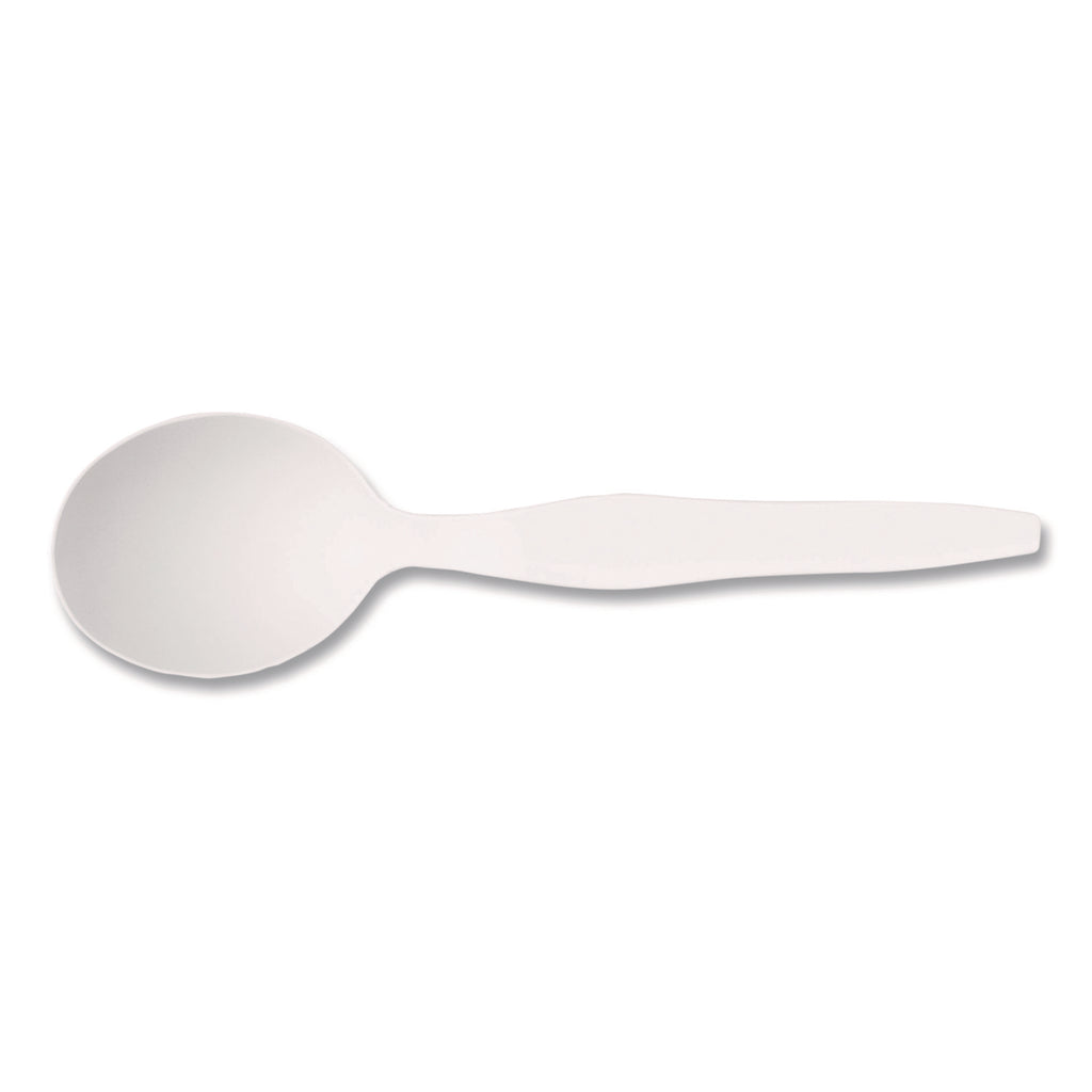 Heavyweight Plastic Cutlery, Soup Spoon, White, 100/Pack