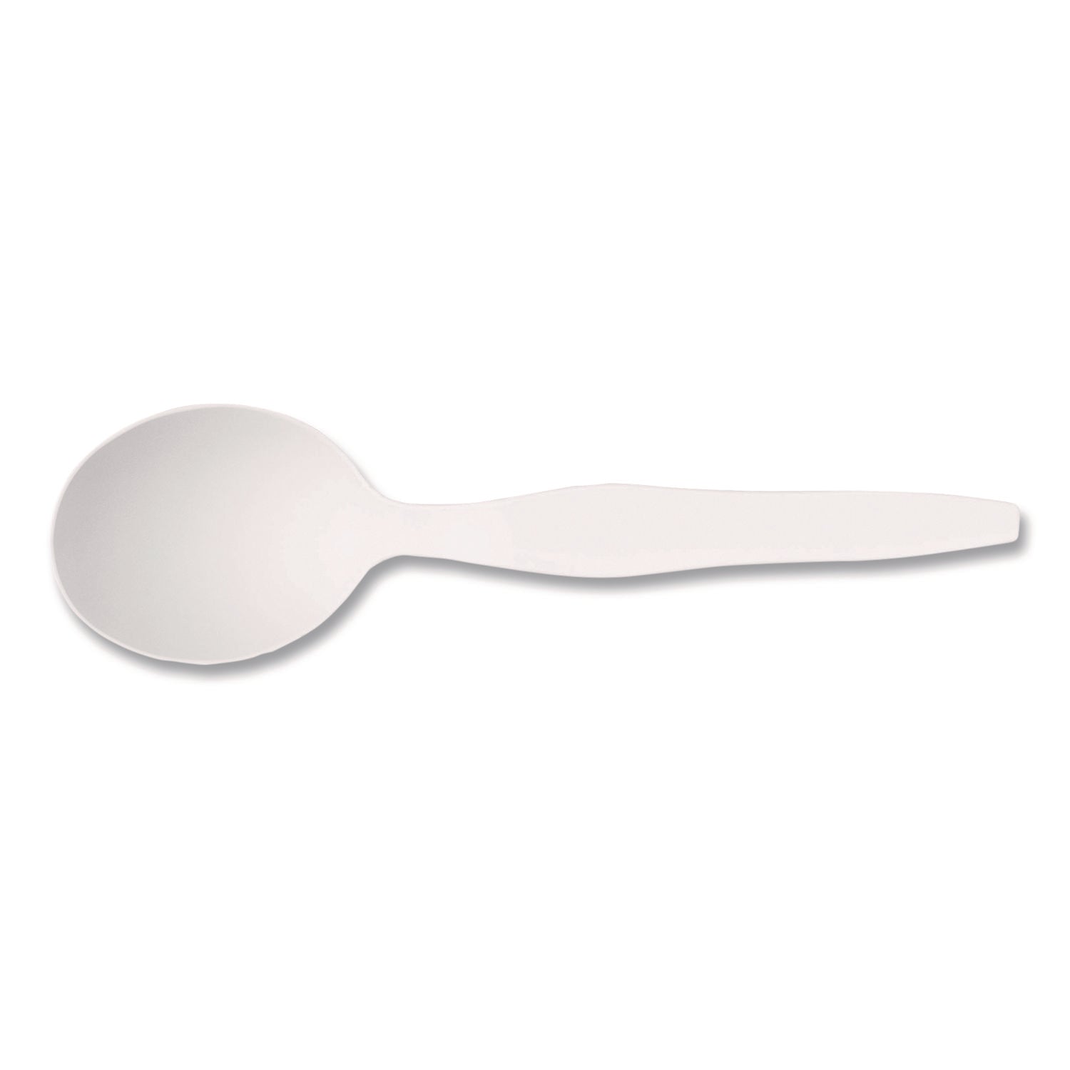 Heavyweight Plastic Cutlery, Soup Spoon, White, 100/Pack