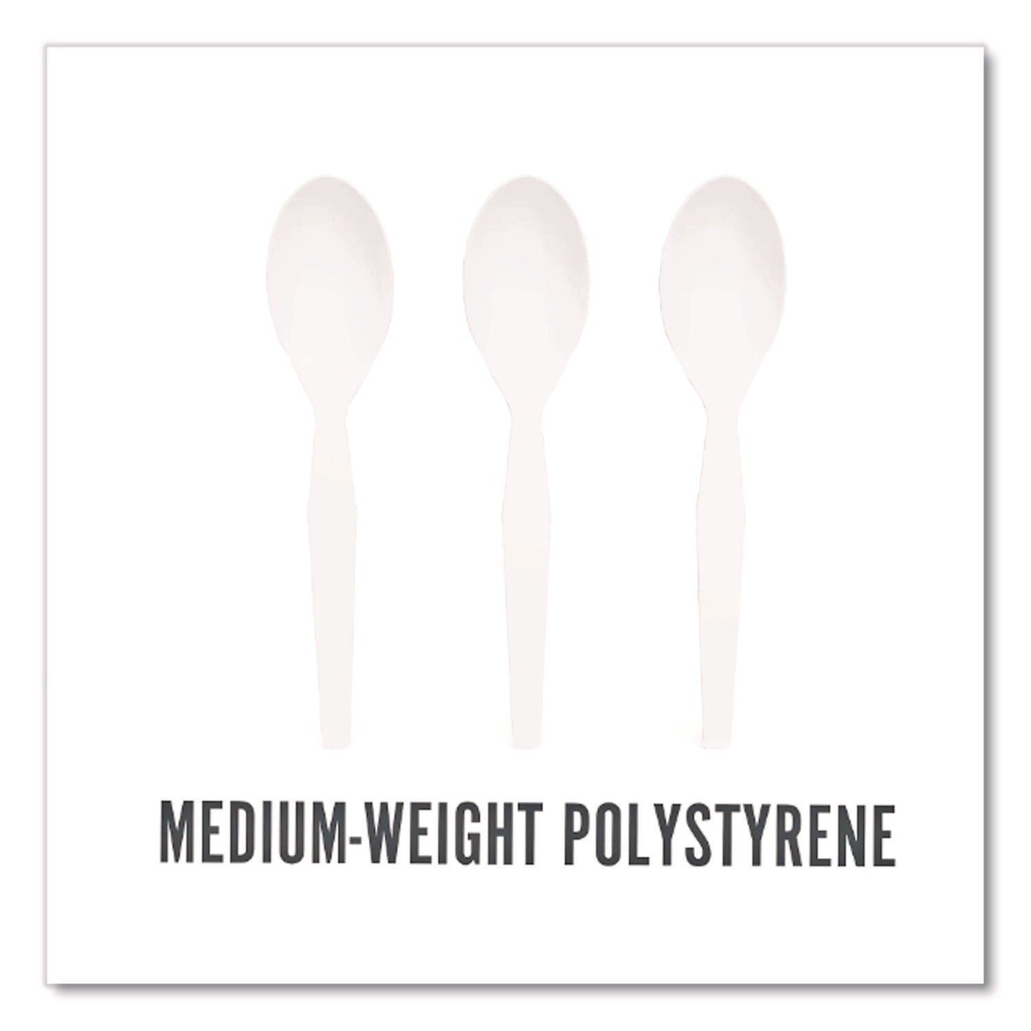 Mediumweight Plastic Cutlery, Teaspoon, White, 300/Pack