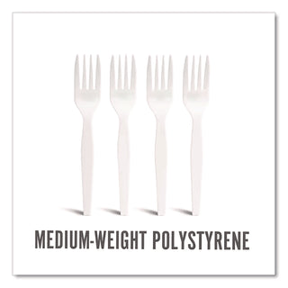 Eco-ID Mediumweight Compostable Cutlery, Fork, White, 300/Pack