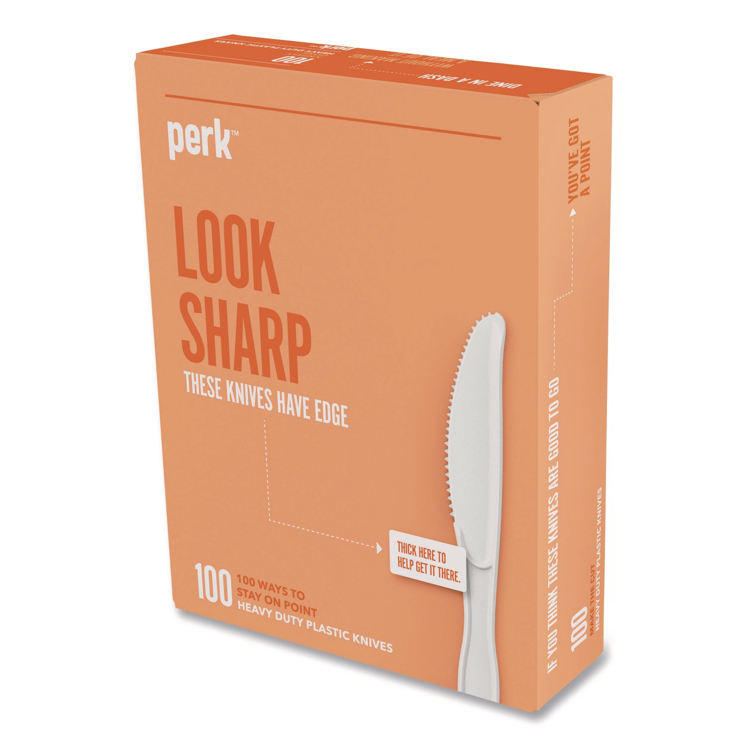 Heavyweight Plastic Cutlery, Knives, White, 100/Pack