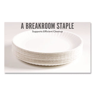 Economy Paper Plates, 9" dia, White, 100/Pack