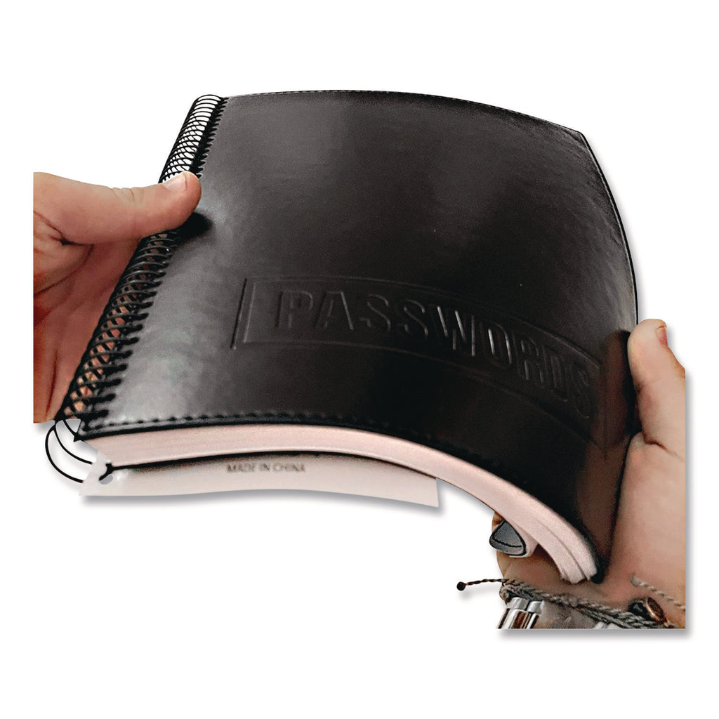 Executive Format Password Log Book, 576 Total Entries, 4 Entries/Page, Black Faux-Leather Cover, (72) 10 x 7.6 Sheets