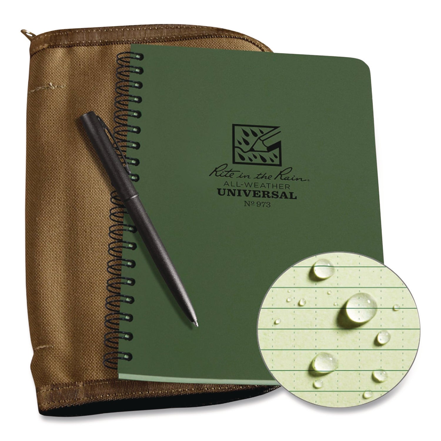 All-Weather Wire-O Notebook, Universal: Narrow Rule and Quadrille Rule, Dark Green Cover, (32) 7 x 4.63 Sheets