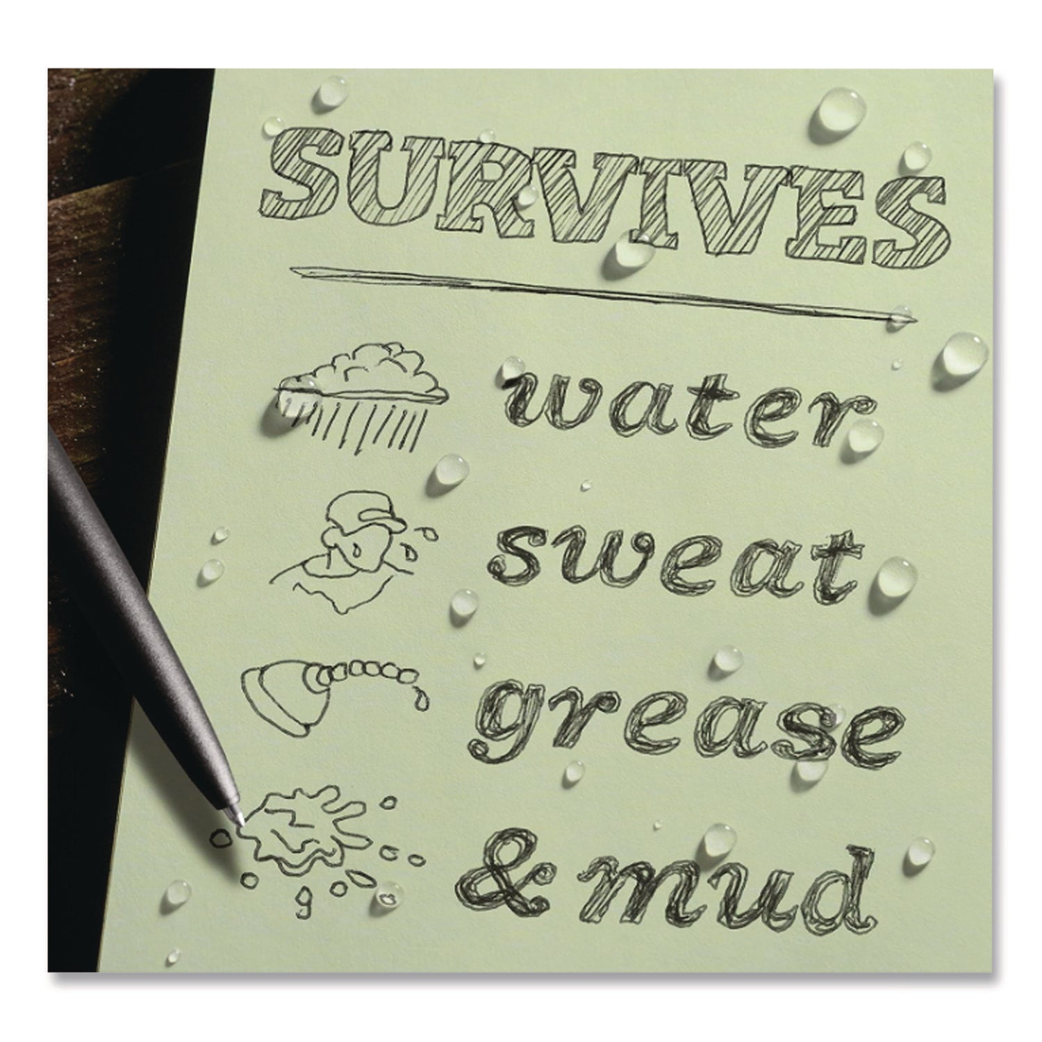 All-Weather Wire-O Notebook, Universal: Narrow Rule and Quadrille Rule, Dark Green Cover, (32) 7 x 4.63 Sheets