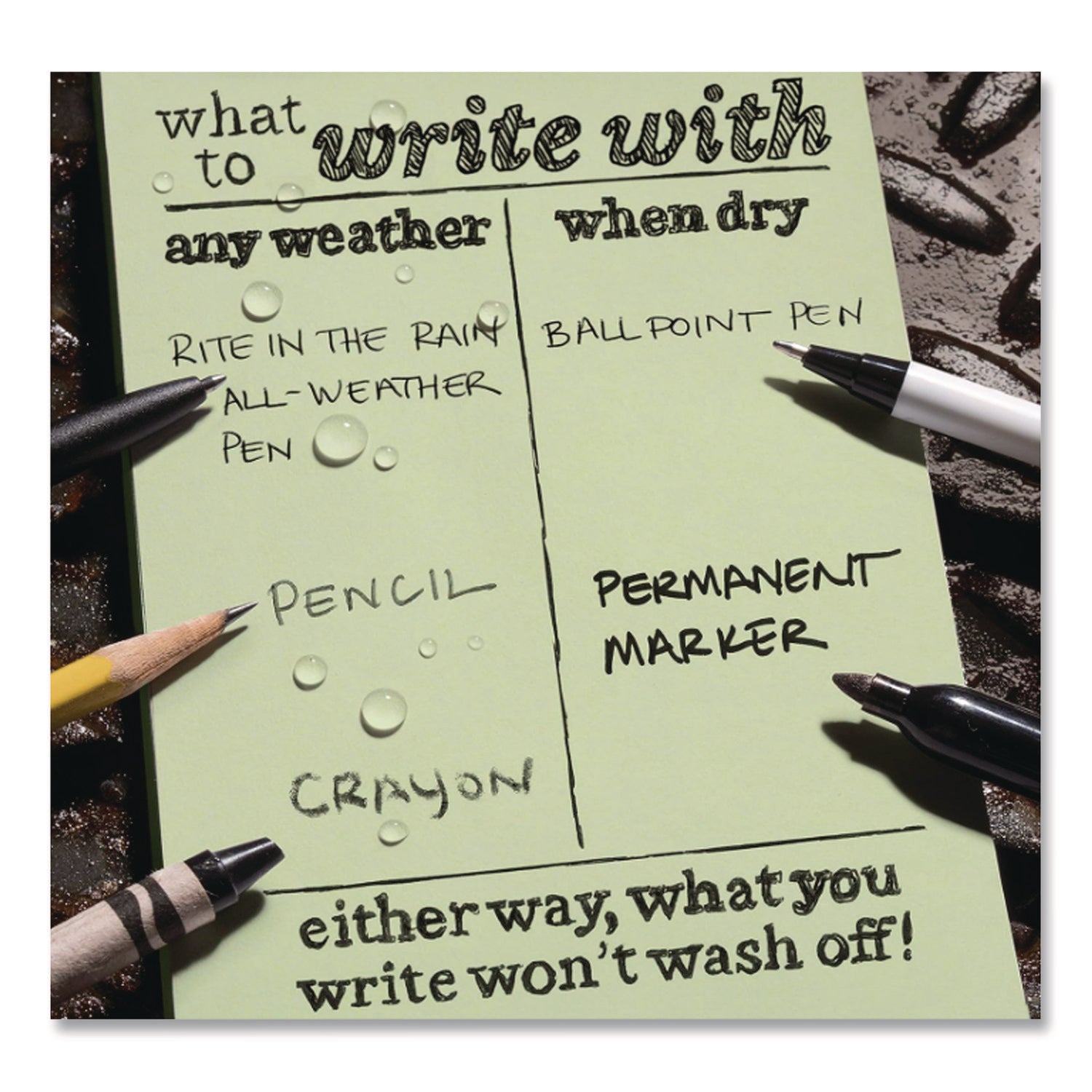 All-Weather Wire-O Notebook, Universal: Narrow Rule and Quadrille Rule, Dark Green Cover, (32) 7 x 4.63 Sheets