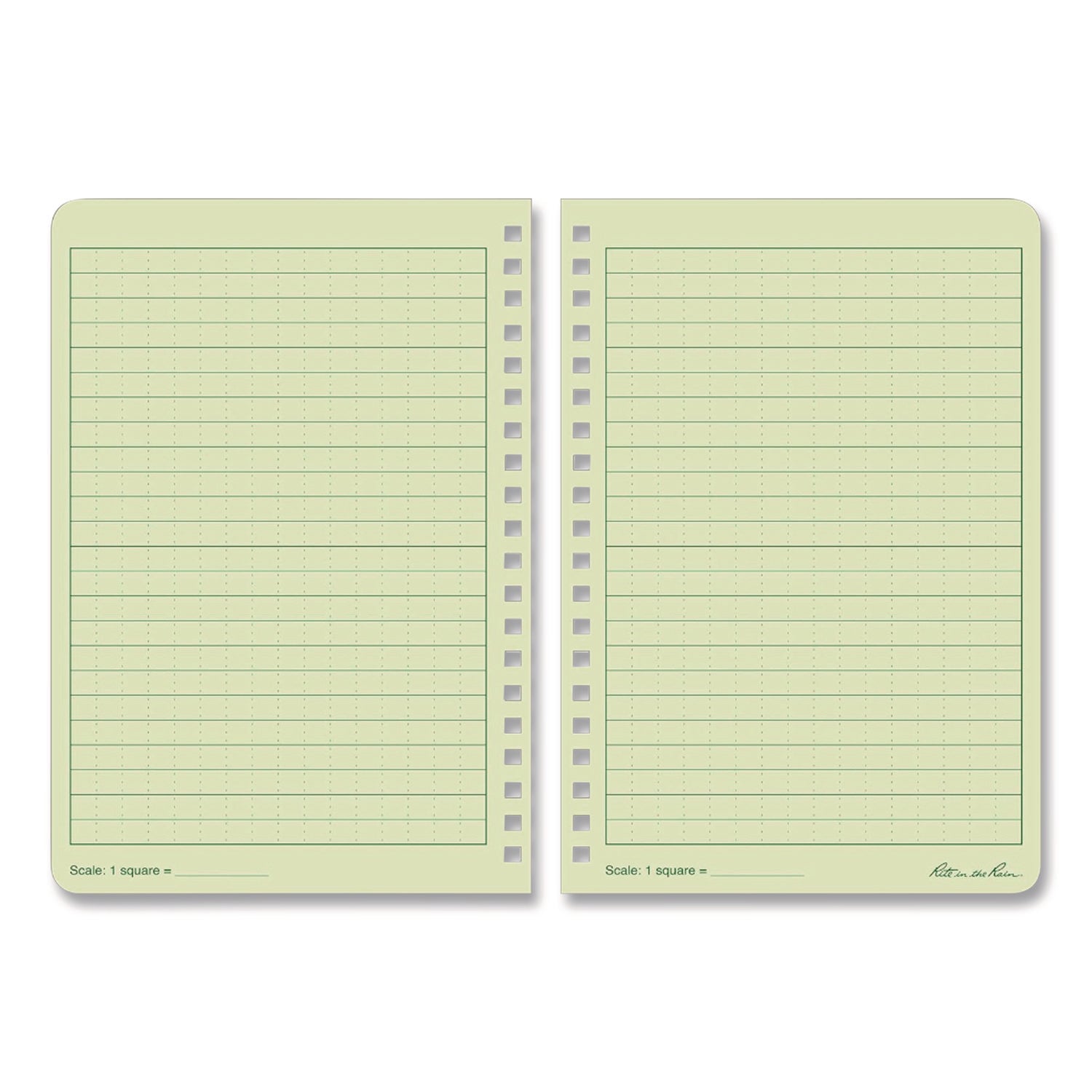 All-Weather Wire-O Notebook, Universal: Narrow Rule and Quadrille Rule, Dark Green Cover, (32) 7 x 4.63 Sheets