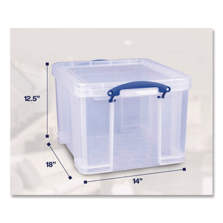 Snap-Lid Storage Bin, 8.45 gal, 14" x 18" x 12.25", Clear/Blue, 3/Pack