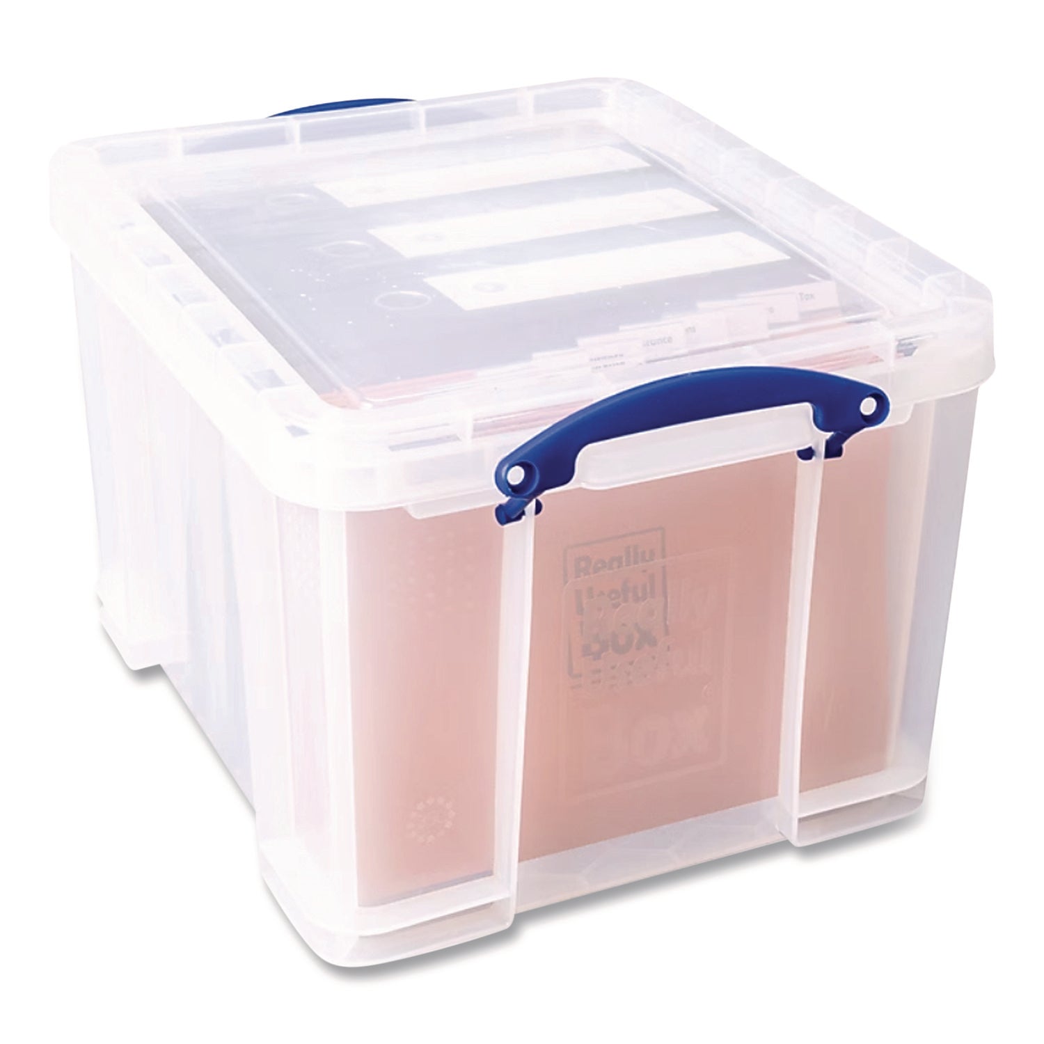 Snap-Lid Storage Bin, 8.45 gal, 14" x 18" x 12.25", Clear/Blue, 3/Pack