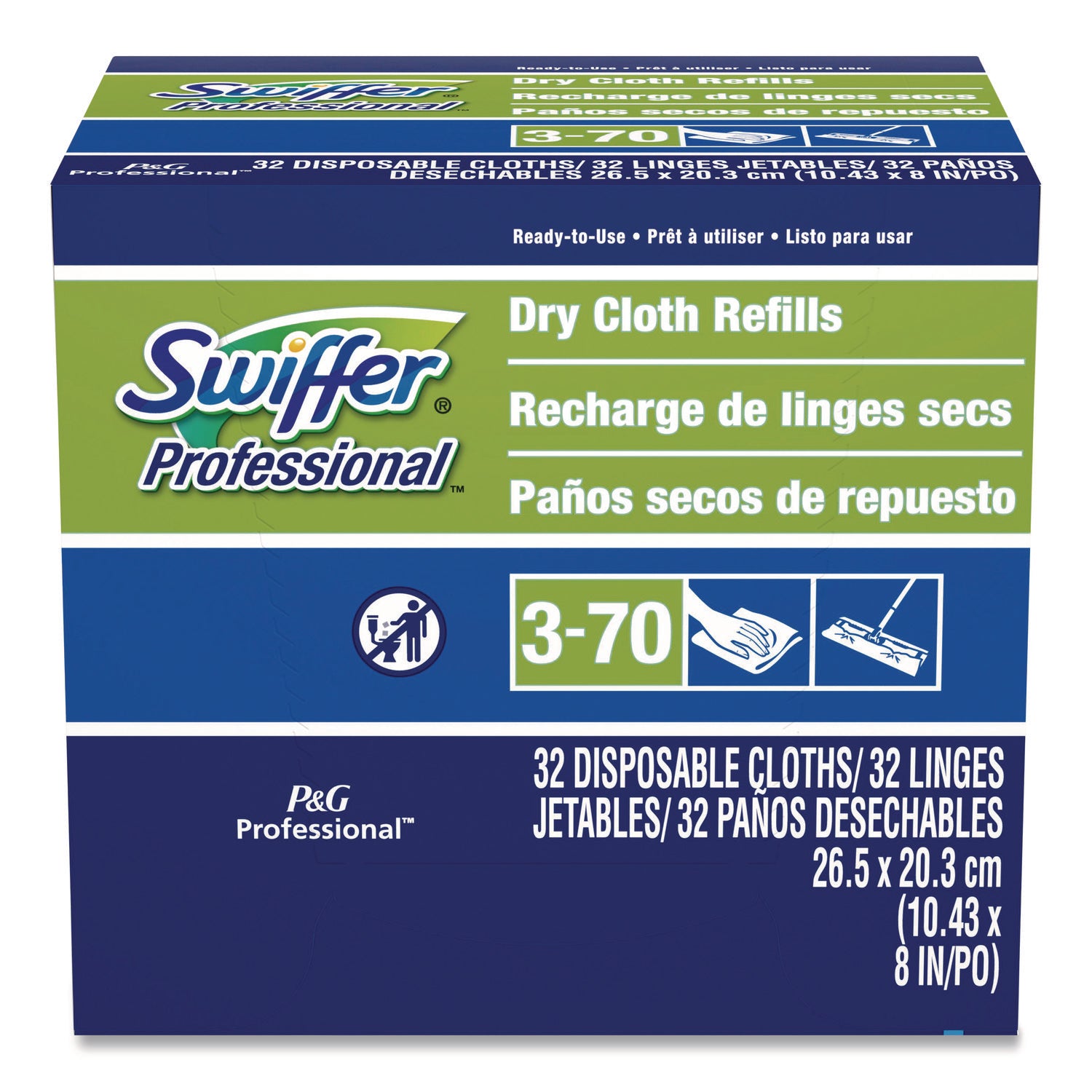 Dry Refill Cloths, White, 10.63 x 8, 32/Box, 6 Boxes/Carton