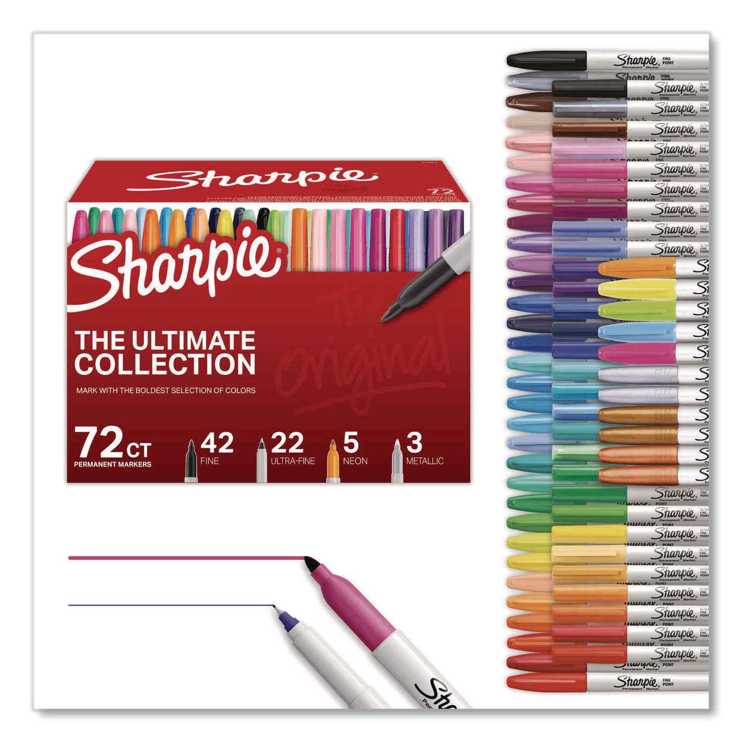 Permanent Markers Ultimate Collection, Assorted Tip Sizes/Types, Assorted Colors, 72/Pack