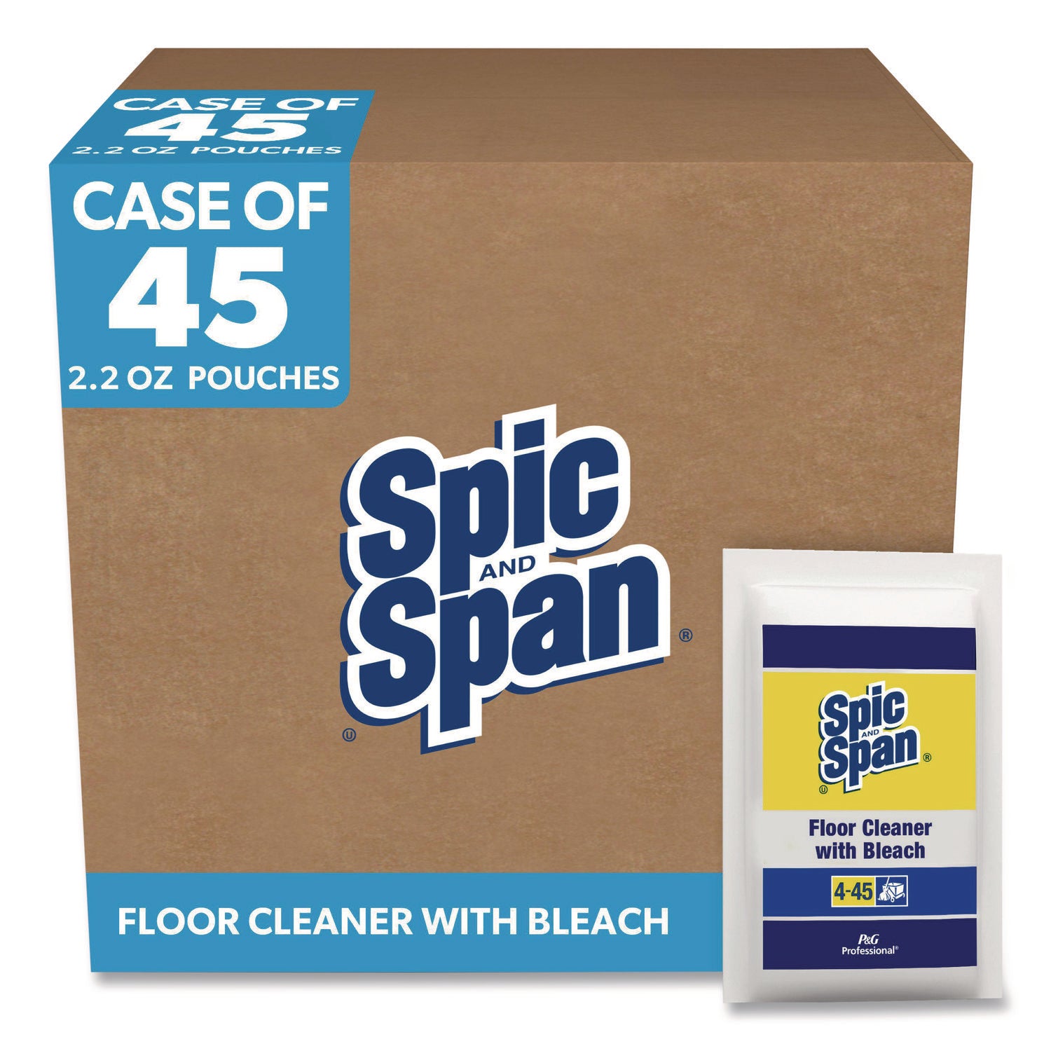 Bleach Floor Cleaner Packets, 2.2oz Packets, 45/Carton