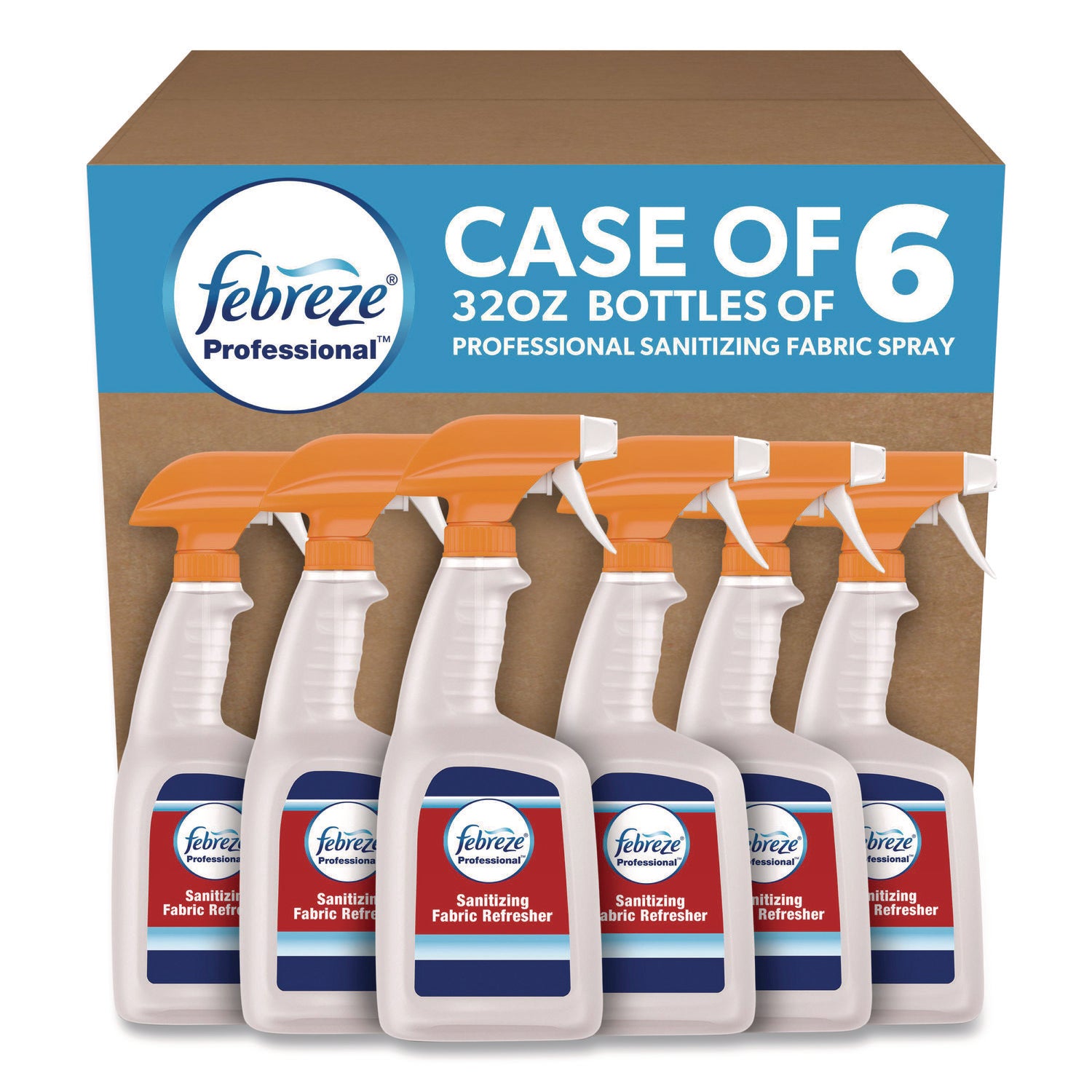 Professional Sanitizing Fabric Refresher, Light Scent, 32 oz Spray Bottle, 6/Carton