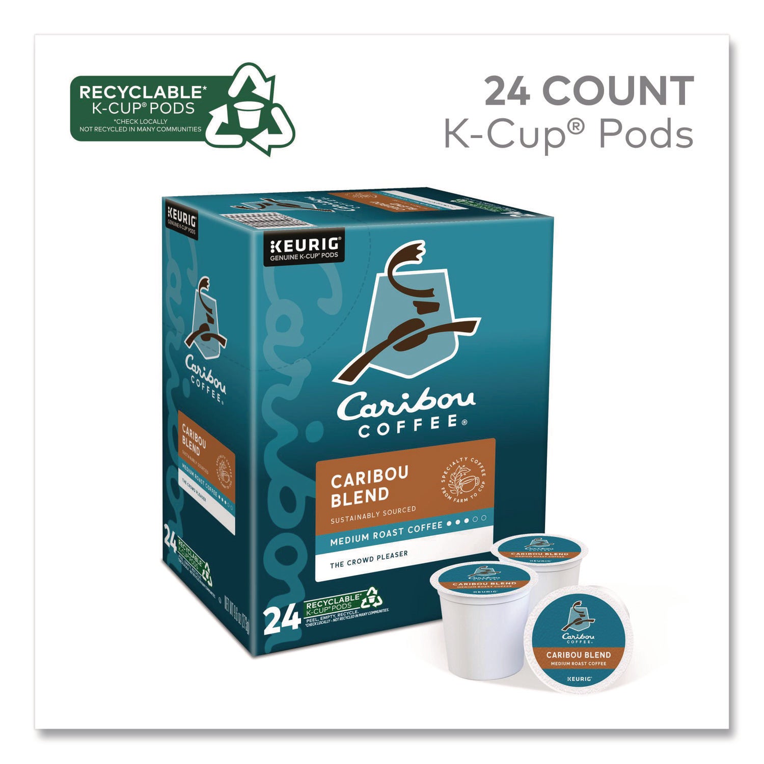 Caribou Blend Coffee K-Cups, 24/Box