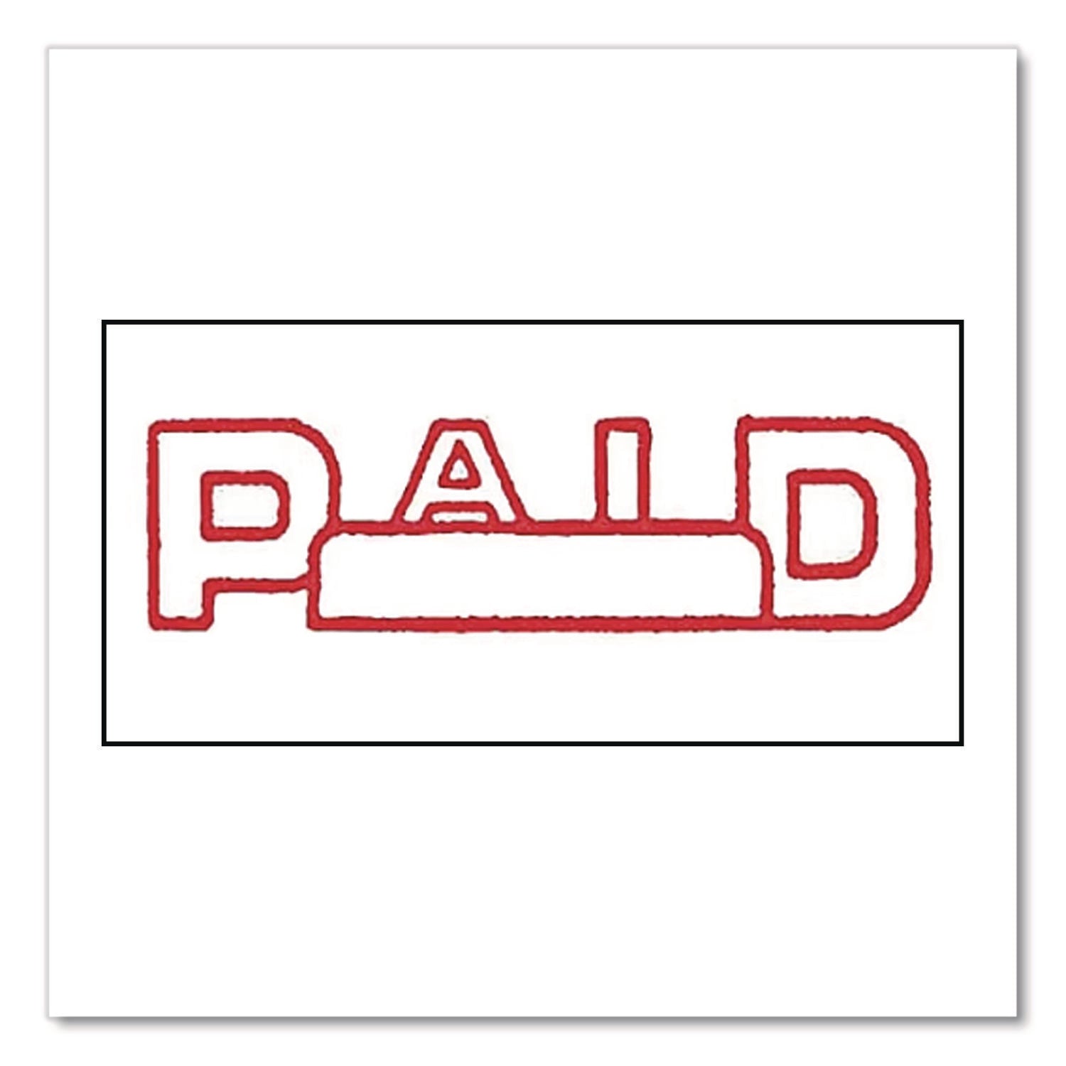 Pre-Inked Message Stamp with Blank Date Box, PAID, 1.63" x 0.38", Red Ink