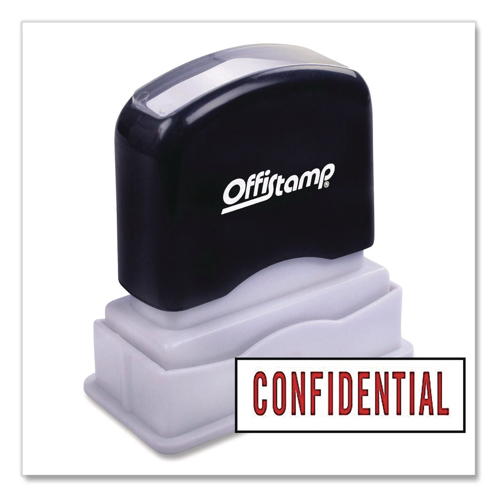 Pre-Inked Message Stamp, CONFIDENTIAL, 1.63" x 0.38", Red Ink
