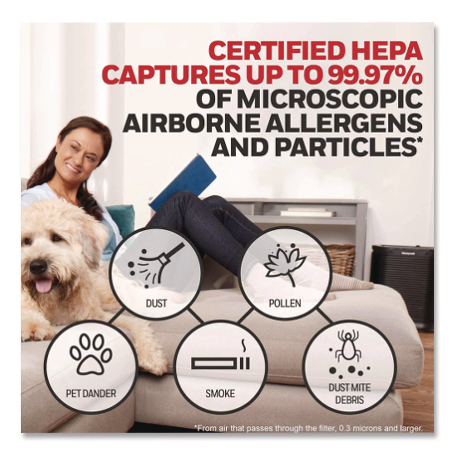 Allergen Plus HEPA Tower Air Purifier, 170 sq ft Room Capacity, Black