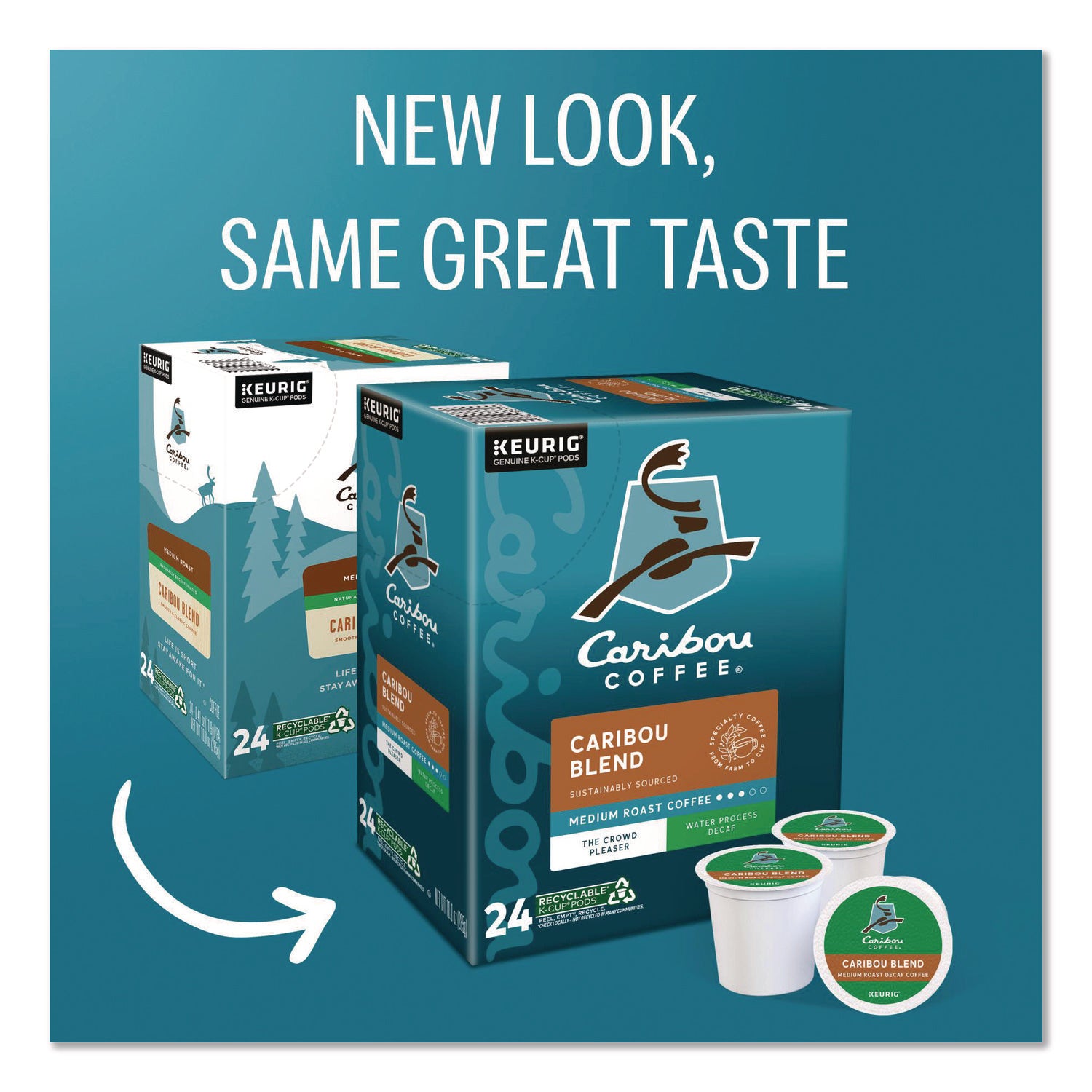 Caribou Blend Decaf Coffee K-Cups, 24/Box